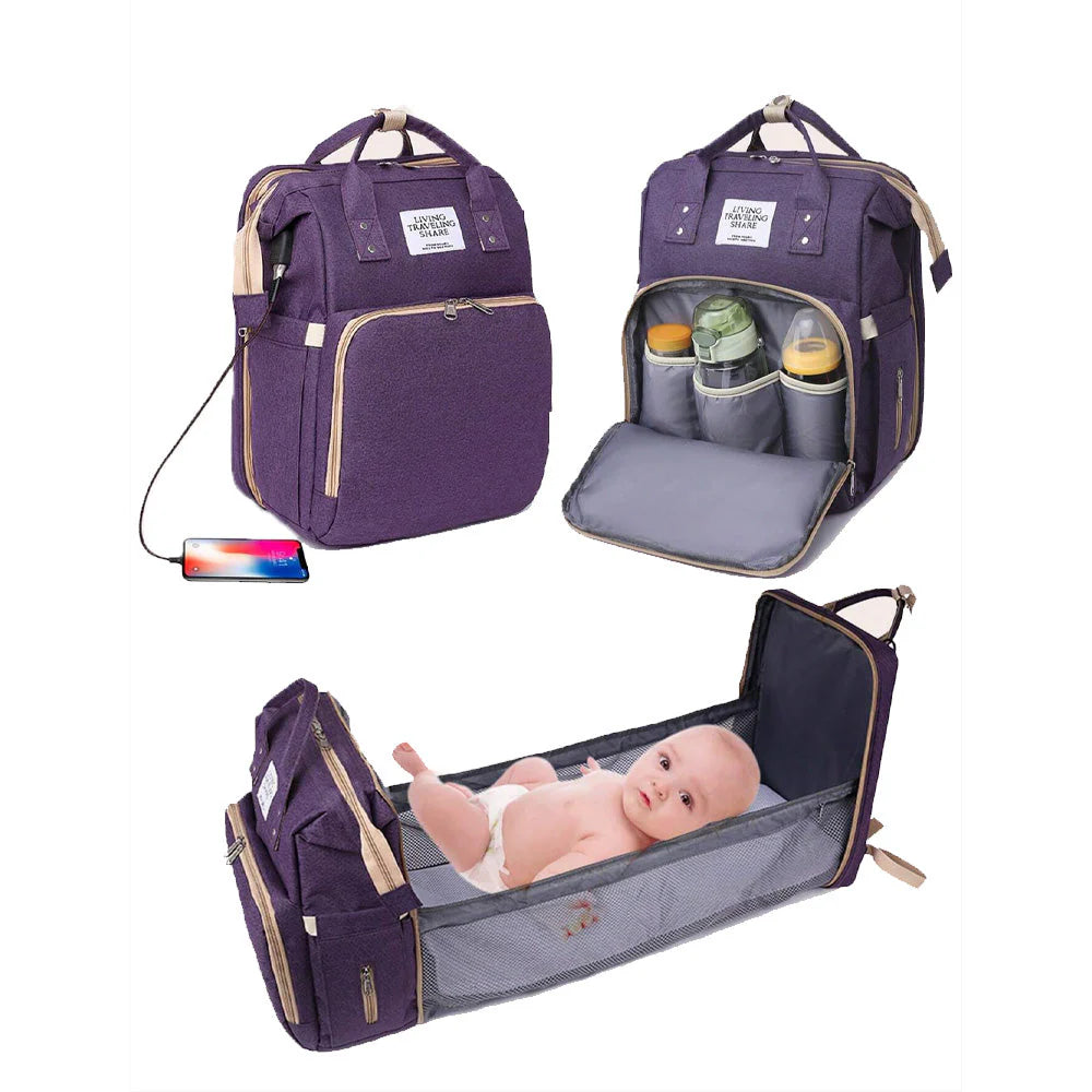 Diaper bag and changing station - Grey