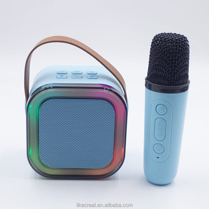 Colorful karaoke sound system with 2 microphones