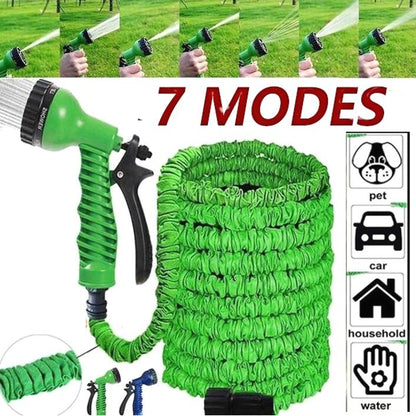 7-in-1 Expandable Garden Water Pressure Hose 15 m green