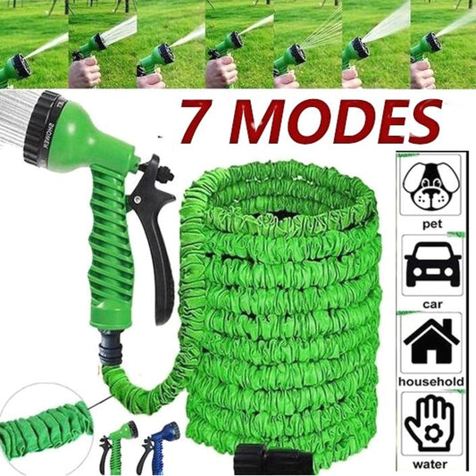 7-in-1 Expandable Garden Water Pressure Hose 15 m green