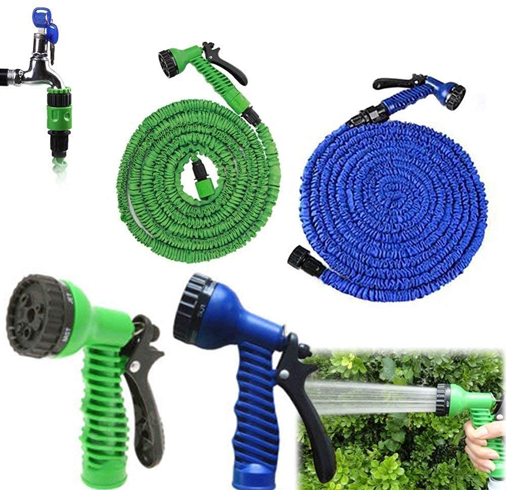 7-in-1 Expandable Garden Water Pressure Hose 15 m green