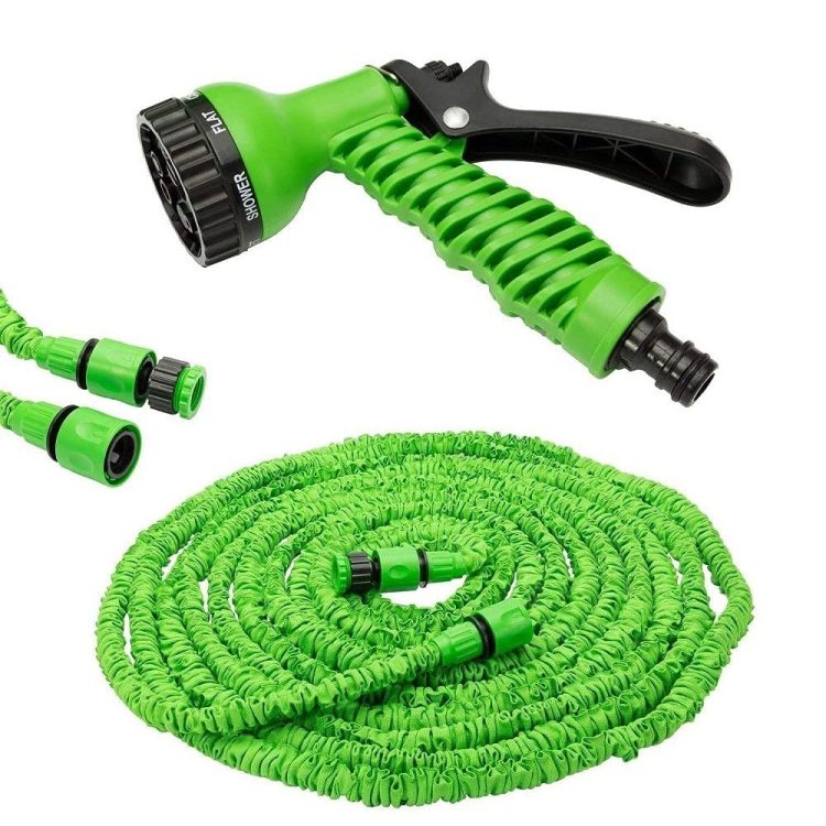 7-in-1 Expandable Garden Water Pressure Hose 15 m green