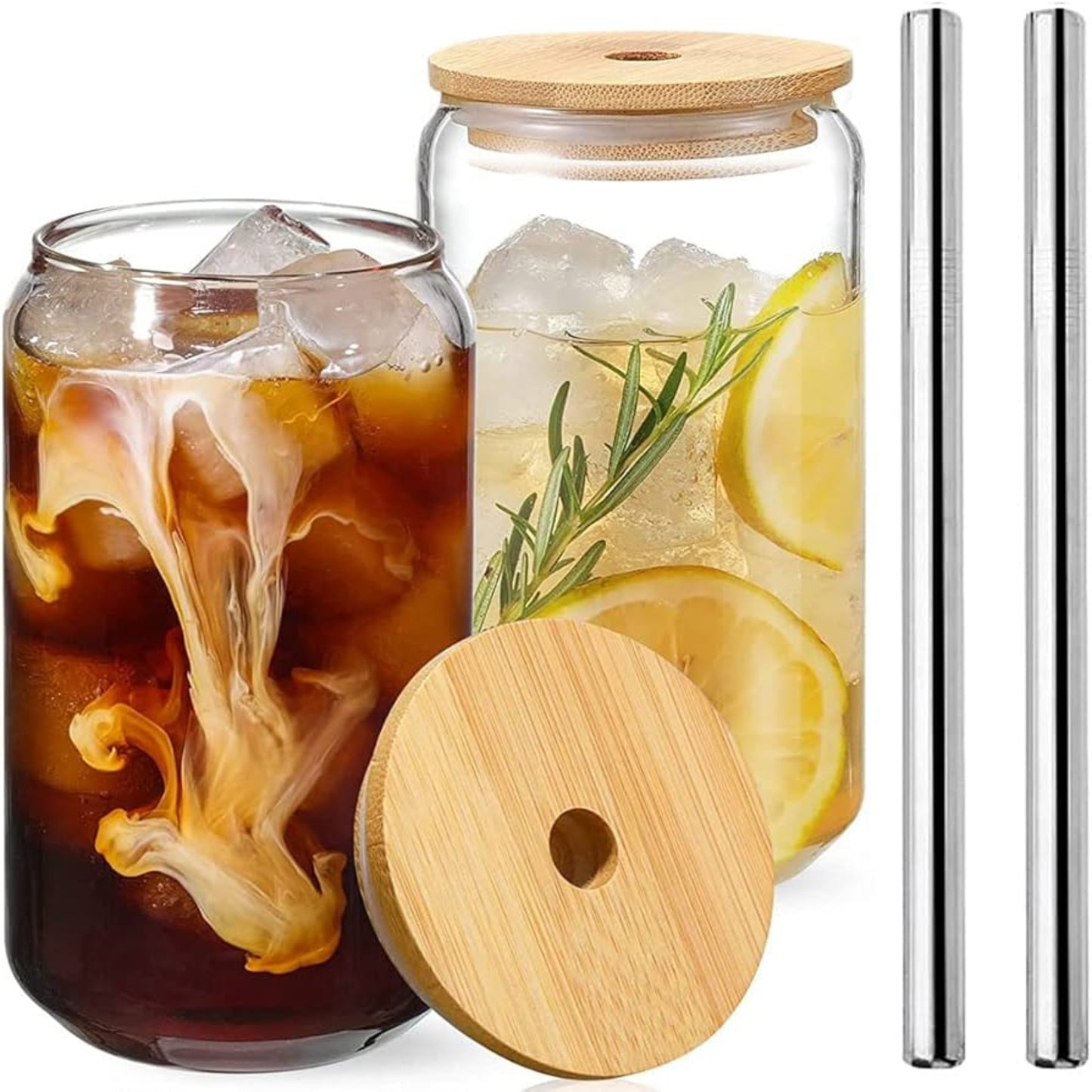 Glass Drink Can with Straw