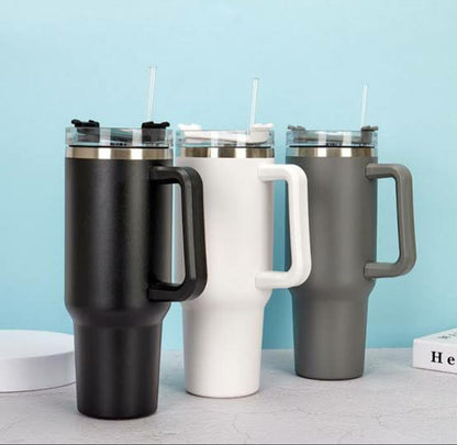 Vacuum Insulated Tumbler with Handle and Straw