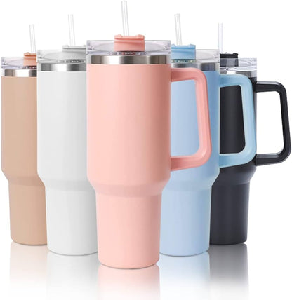 Vacuum Insulated Tumbler with Handle and Straw