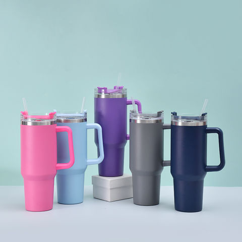 Vacuum Insulated Tumbler with Handle and Straw